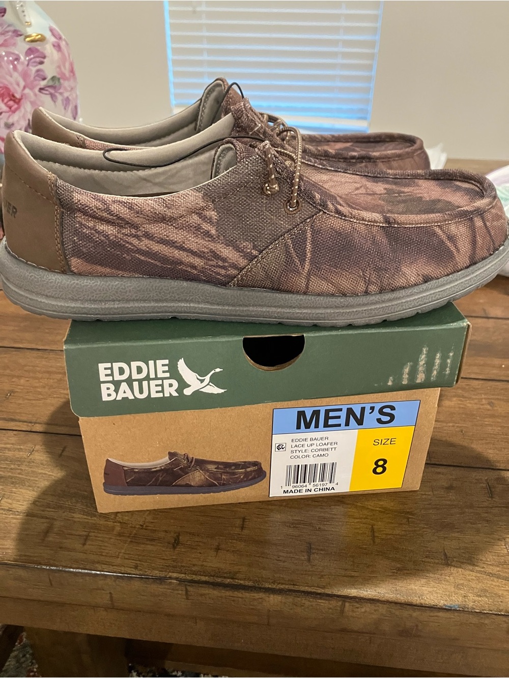 Eddie Bauer Men's Camouflage Lace-Up Casual Shoe - Brown/Gray Sz 8